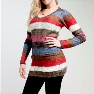 Ashley by 26 International Women’s Striped Patterned Cable Knit Sweater